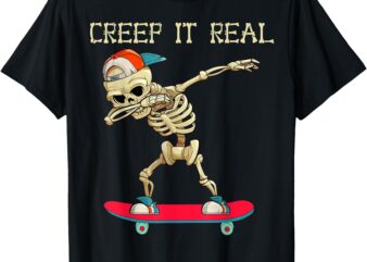 Creep It Real Dabbing Skate Skeleton Halloween Kid Boys T-Shirt