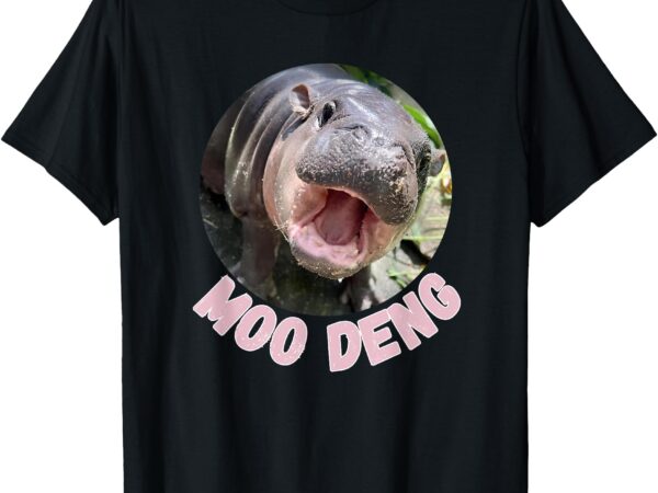 Cute baby hippo moo deng bouncy pig in thai hippopotamus t-shirt