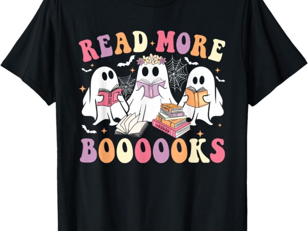 Cute ghost book read more books funny teachers halloween t-shirt