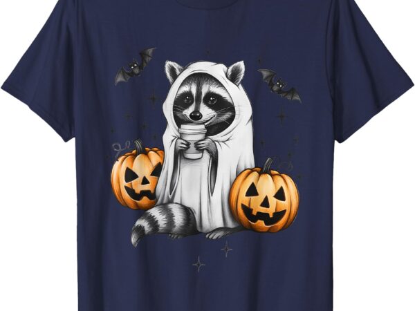 Cute ghost raccoon pumpkin halloween raccoon t-shirt