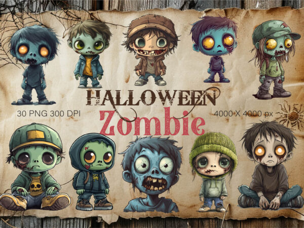 Cute halloween zombie. tshirt sticker.