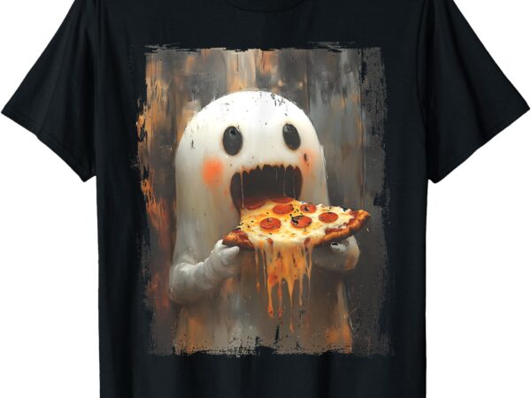 Cute pizza ghost eating pizza funny halloween food lovers t-shirt