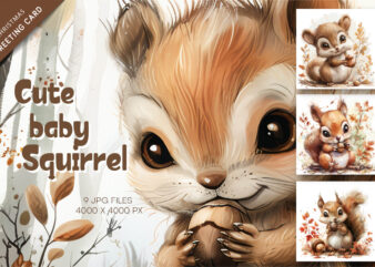 Cute baby squirrel. Animal Clipart.