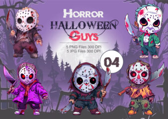 Cartoon Horror Halloween Guys 04. TShirt Sticker.