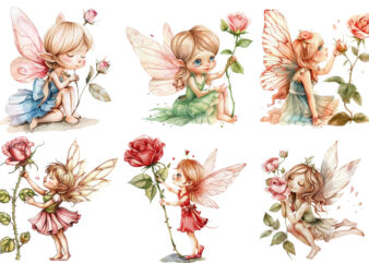 Cute Little Fairy with beautiful rose