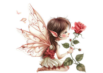 Cute Little Fairy with beautiful rose