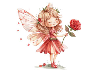 Cute Little Fairy with beautiful rose