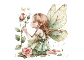 Cute Little Fairy with beautiful rose