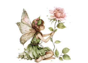 Cute Little Fairy with beautiful rose