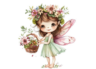 Cute Little cartoon Fairy with flower crown