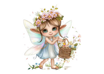 Cute Little cartoon Fairy with flower crown