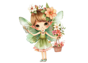 Cute Little cartoon Fairy with flower crown