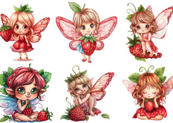 Cute Strawberry little cartoon Fairy t shirt vector file