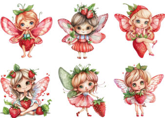 Cute Strawberry little cartoon Fairy t shirt vector file