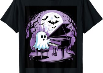 Cutest Ghost Playing Piano Creepy Halloween Costume T-Shirt