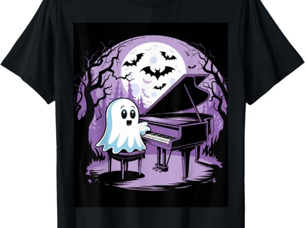 Cutest ghost playing piano creepy halloween costume t-shirt