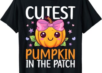 Cutest Pumpkin In The Patch Halloween Costume Toddlers Girls T-Shirt