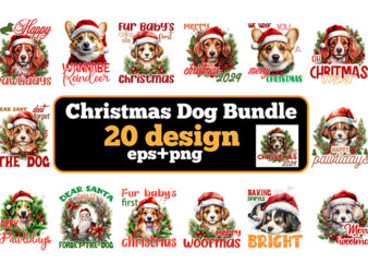 Vintage Christmas Dog T-shirt Bundle, Christmas Dog Sublimation t-shirt Vector Bundle, Christmas Dog clipart.