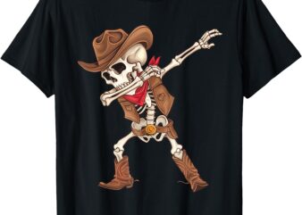 Dabbing Skeleton Cowboy Halloween Costume Boys Mens Kids T-Shirt