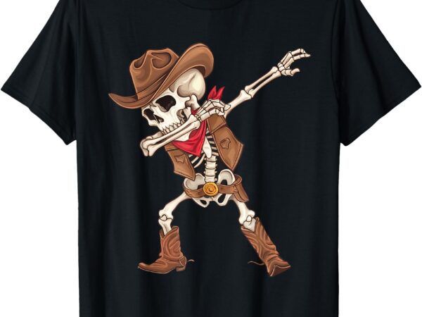 Dabbing skeleton cowboy halloween costume boys mens kids t-shirt