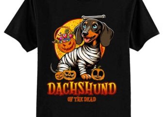 Dachshund of Dead Halloween Mummy Dog T-Shirt ltsp