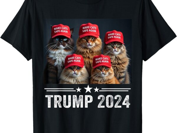 Donald trump make cats safe again red hat 2024 debate t-shirt