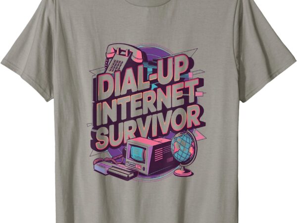 Dial up internet survivor – trendy graphic tee t-shirt