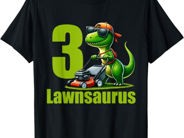 Dinosaur kids 3rd lawn mower birthday two year old boy t-shirt