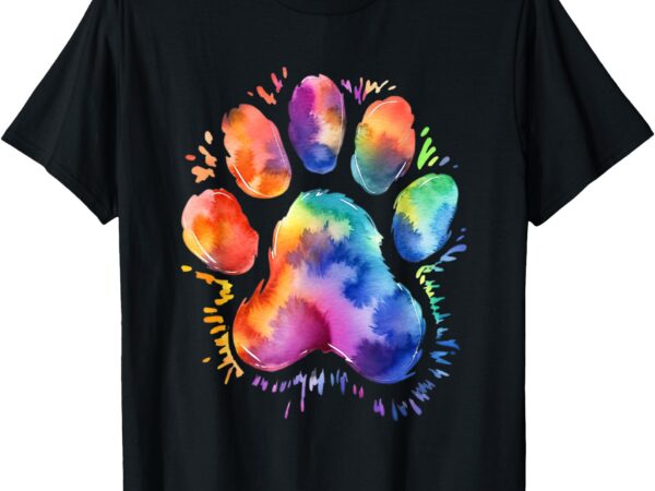 Dog lover and pet owner cool tye dye dog paw for dog dad t-shirt