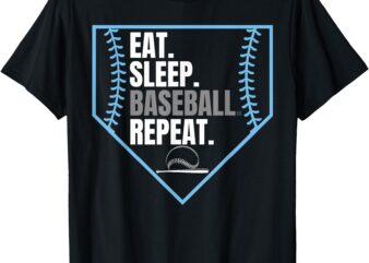 Eat Sleep Baseball Repeat Funny Baseball Player T-Shirt