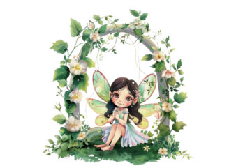 little cartoon Fairy under Arch t shirt vector graphic