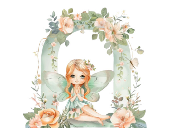 Little cartoon fairy under arch t shirt vector graphic