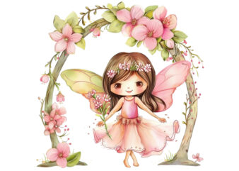 little cartoon Fairy under Arch t shirt vector graphic