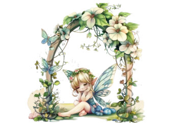 little cartoon Fairy under Arch t shirt vector graphic