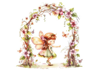 little cartoon Fairy under Arch