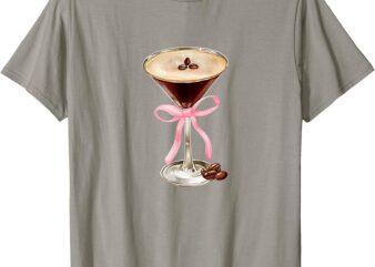 Espresso Martini Retro Pink Bow Coquette Graphic Girl Women T-Shirt