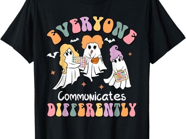 Everyone communicates differently halloween autism teacher t-shirt