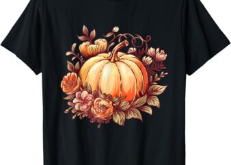 Fall Shirt Women Autumn Pumpkin Graphic Vintage Thanksgiving T-Shirt