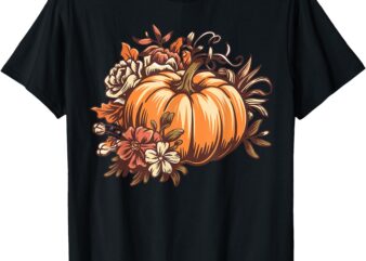 Fall Shirt Women Vintage Pumpkin Autumn Graphic Thanksgiving T-Shirt