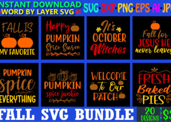 Fall Svg Bundle, Fall SVG, Autumn SVG File, Pumpkin SVG File, Seasonal, Cricut, Silhouette, Cut Files, Digital, Instant Download, Fall f t shirt graphic design