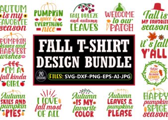 Fall t-shirt design bundle, fall design bundle, fall png bundle, fall svg bundle, season bundle, autumn bundle, fall bundle, fall vector