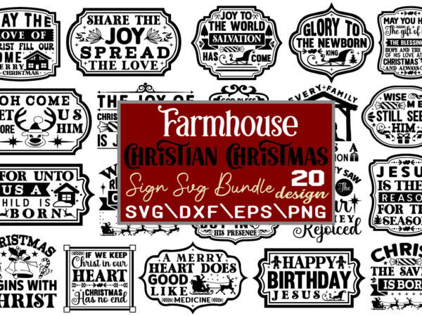 Farmhouse christian christmas sign t-shirt bundle farmhouse christian christmas sign svg bundle