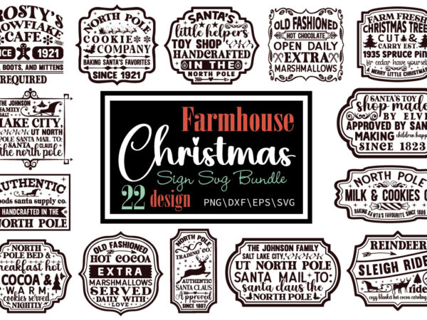 Farmhouse christmas sign svg bundle t shirt graphic design