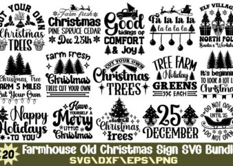 Farmhouse Old Christmas Sign T-shirt Bundle Farmhouse Old Christmas Sign SVG Bundle