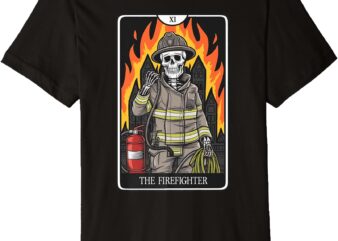 Firefighter Crew Tarot Card Player Funny Halloween Skeleton Premium T-Shirt