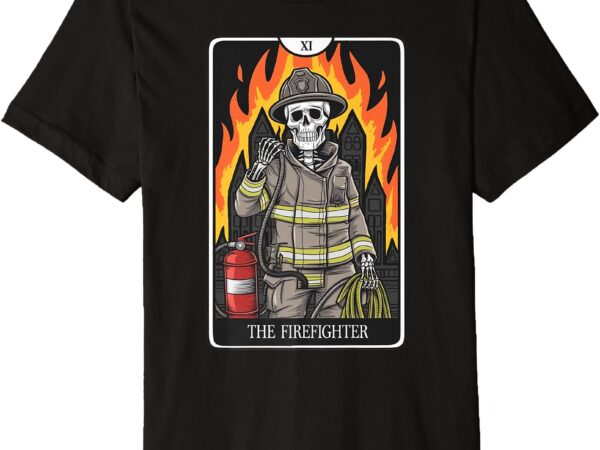 Firefighter crew tarot card player funny halloween skeleton premium t-shirt