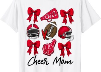 Football Coquette Bow Cheer Mom Red T-Shirt