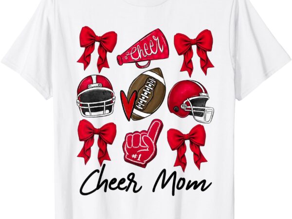 Football coquette bow cheer mom red t-shirt