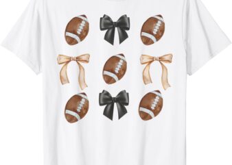 Football Coquette Bow Football Mama Game Day Women Girls T-Shirt