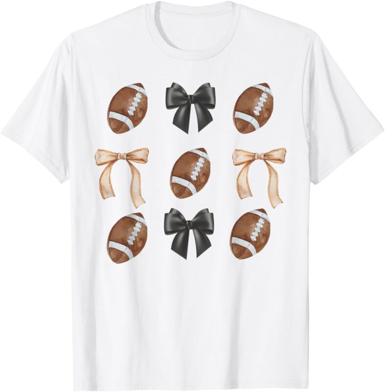 Football Coquette Bow Football Mama Game Day Women Girls T-Shirt